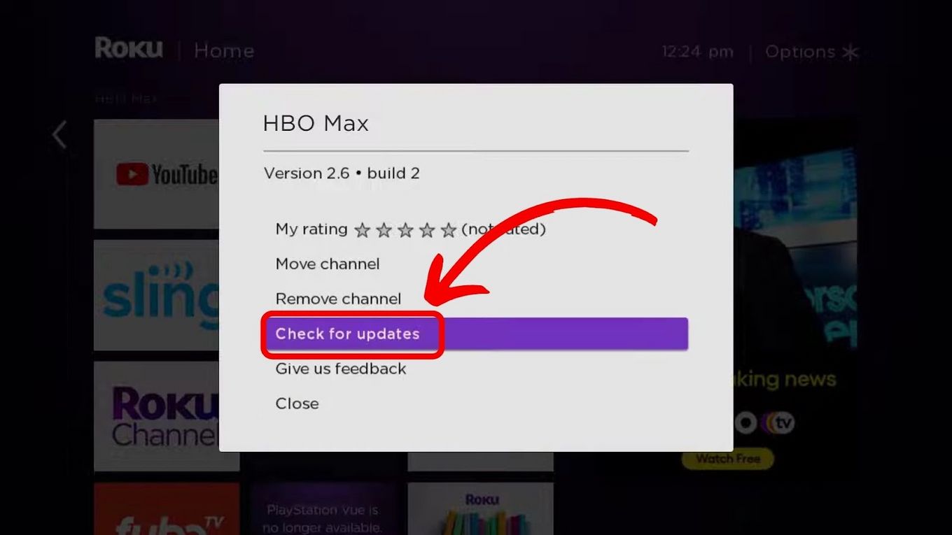 Update HBO Max to Fix Slow Roku – Step 3