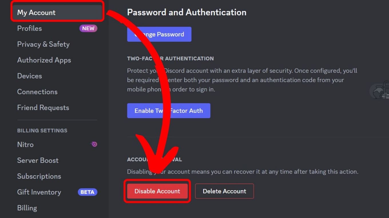 Disable Discord Account Step4 