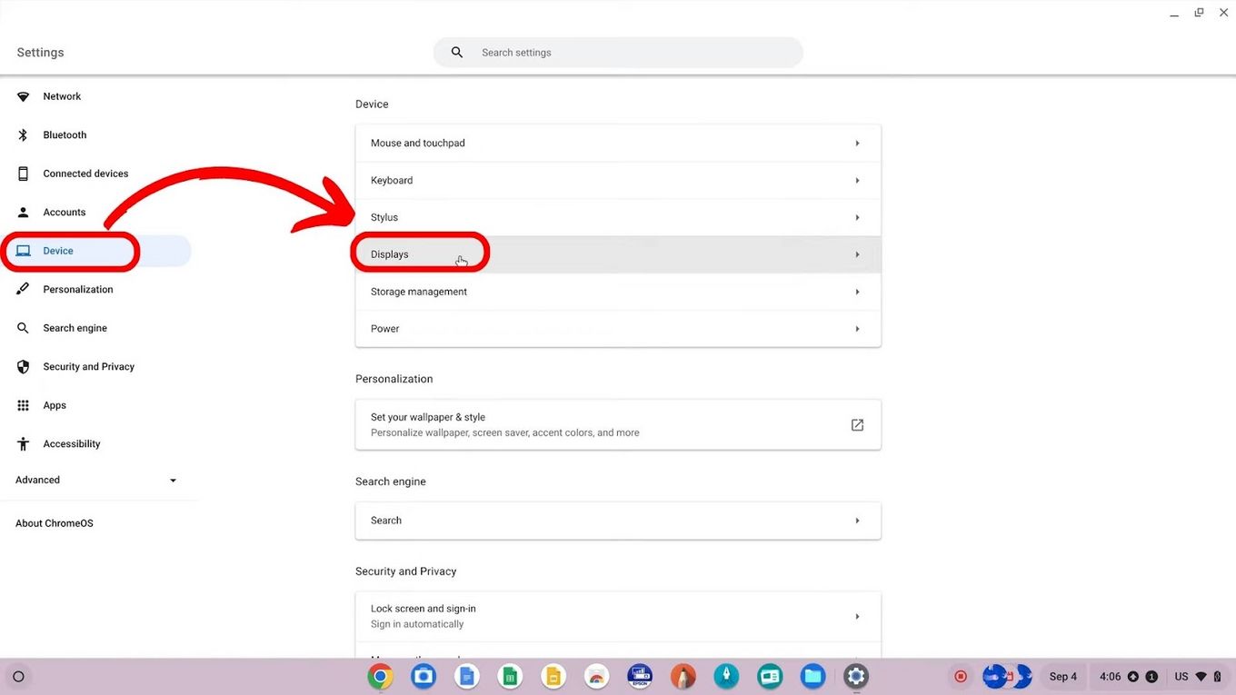 How to access Chromebook’s Display Settings