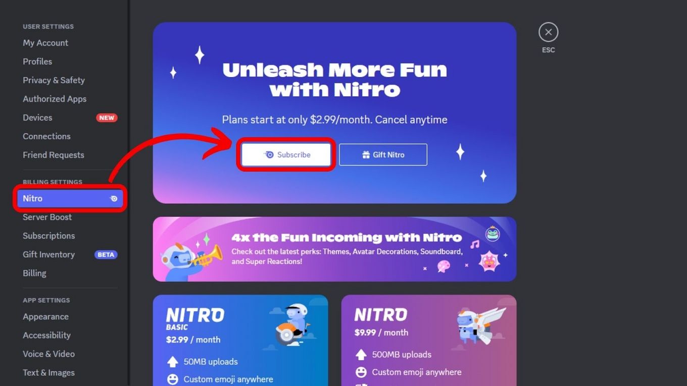 Subscribe to Discord Nitro