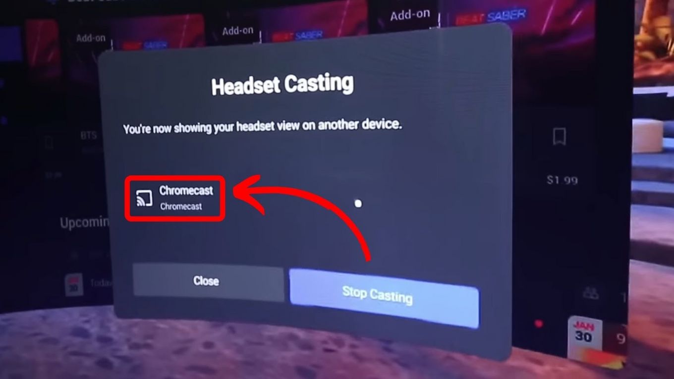 Select Chromecast – Cast Oculus Quest to Roku
