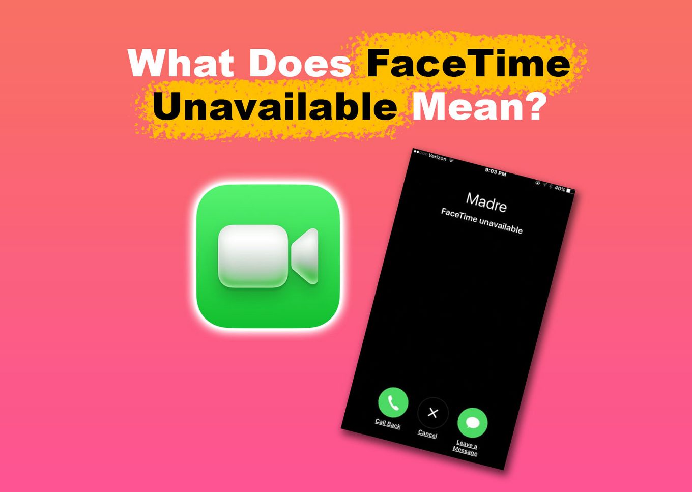 facetime unavailable meaning