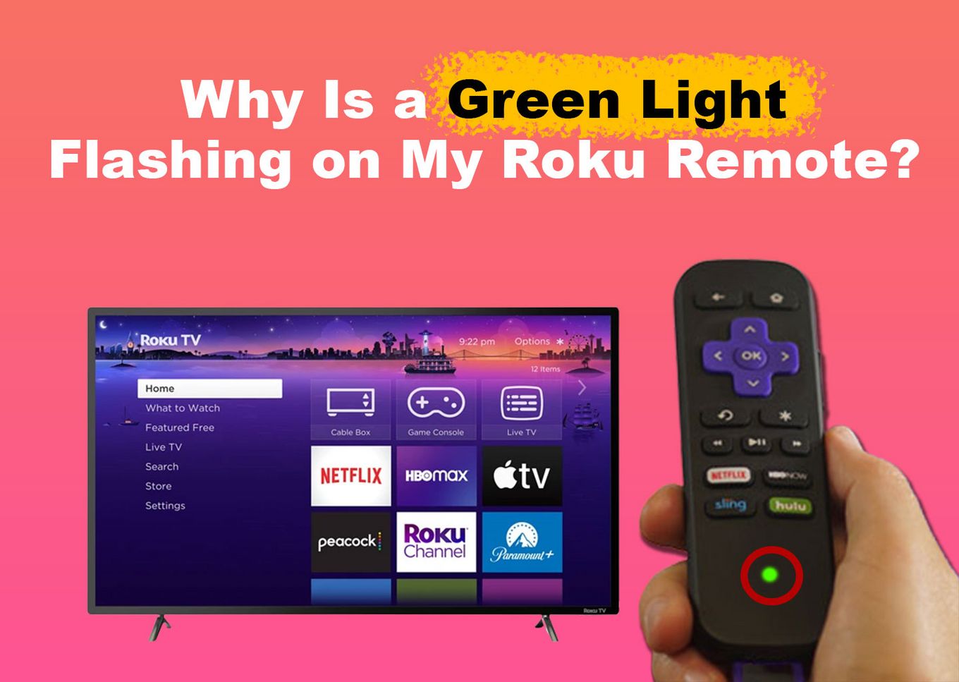 Why is a Roku remote flashing green light