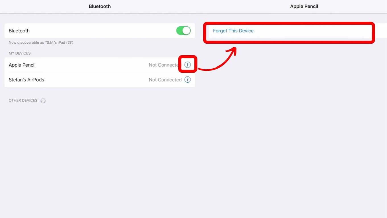 Reconnect Bluetooth – Apple Pencil to iPad