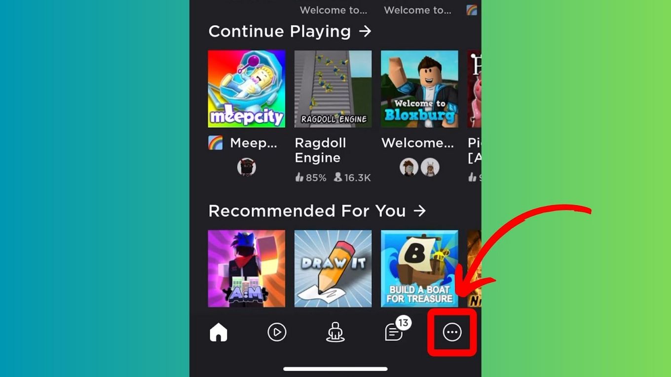 Tap the Three-Dotted Button on Roblox Mobile