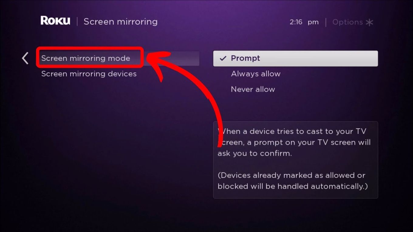 Select Prompt - Google Phones Cast to Roku