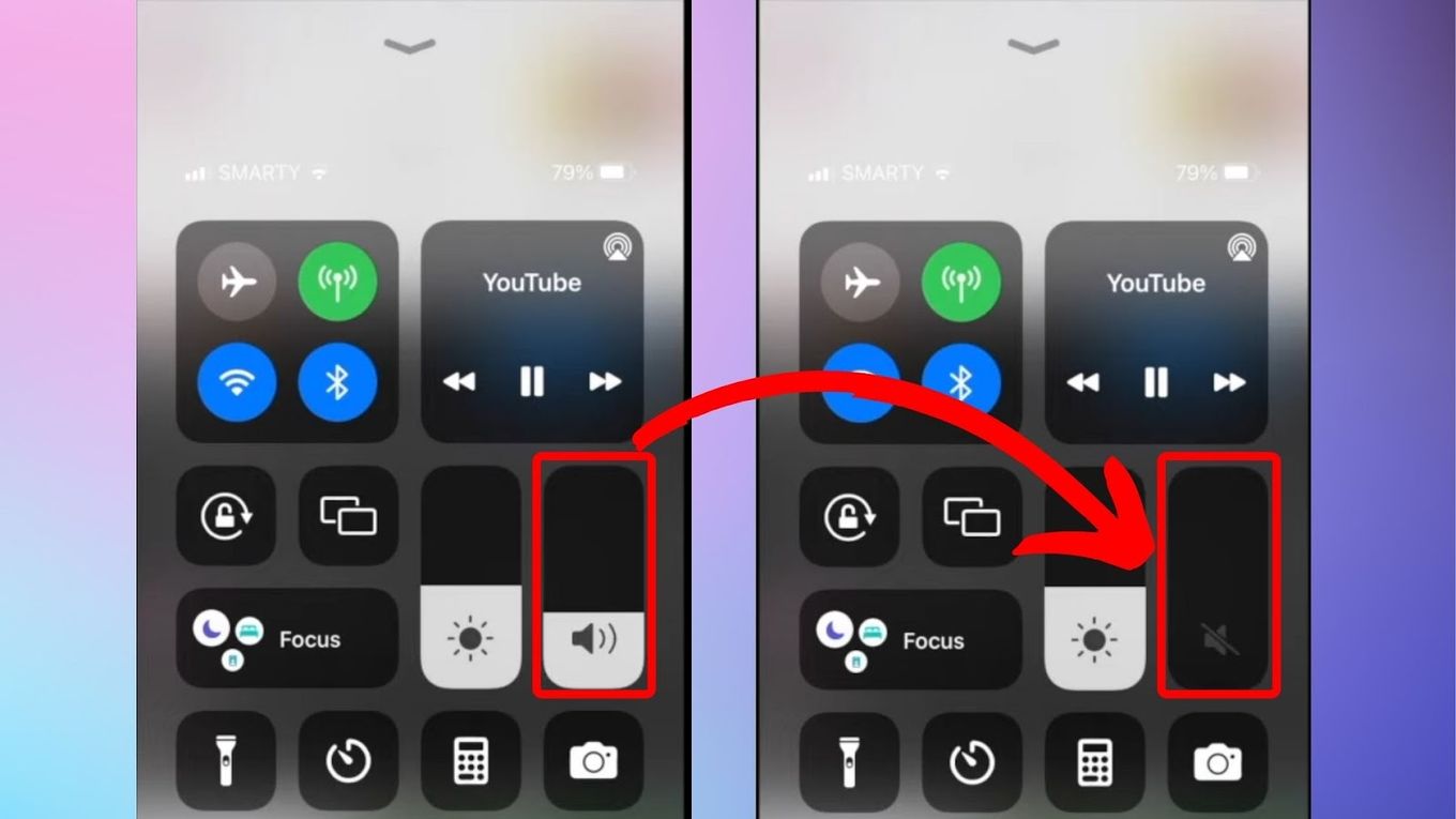 Mute YouTube on iPhone from the Control Center