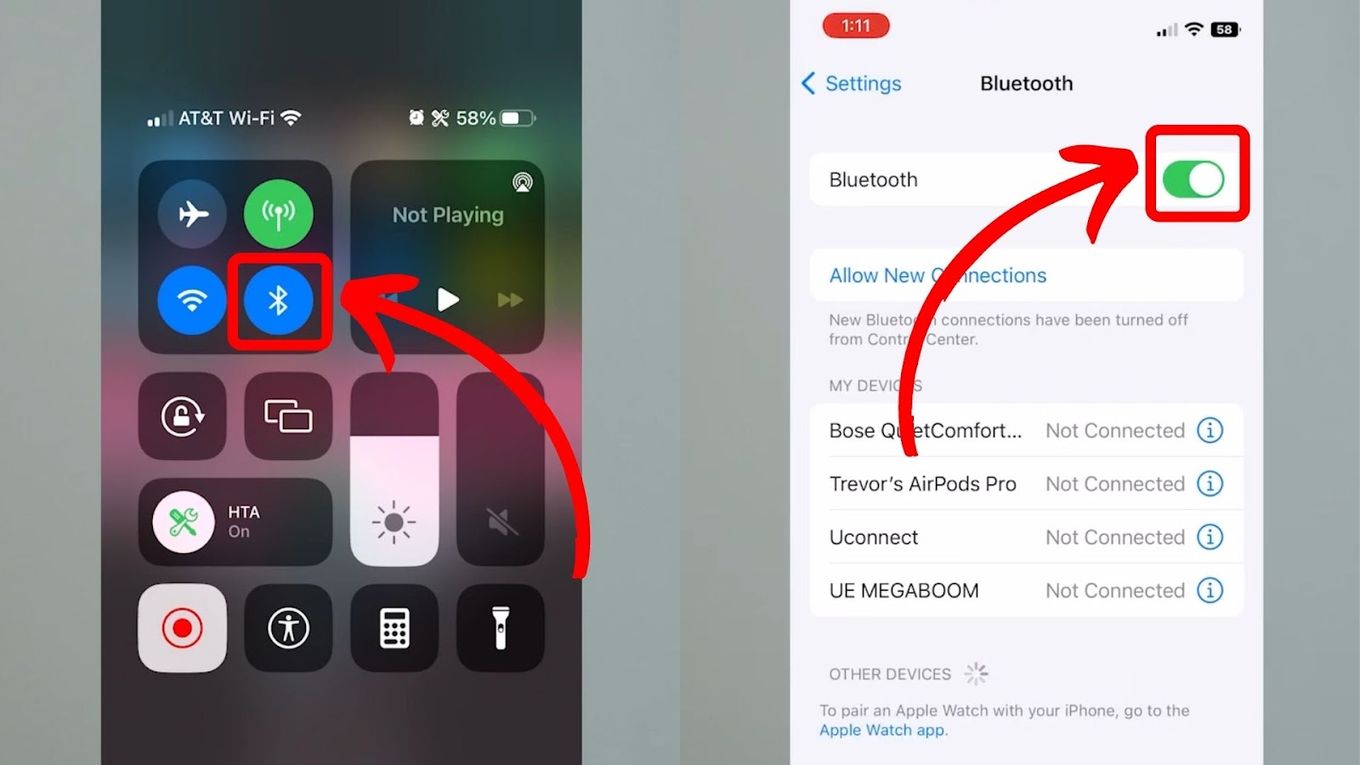 Turn On or Off Bluetooth - AirPods Connected No Sound Playing