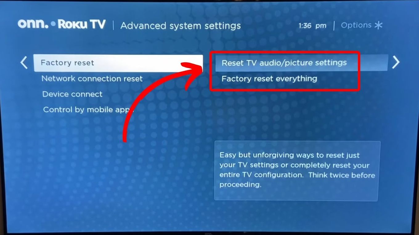 Factory Reset Roku TV to Fix Slow Response