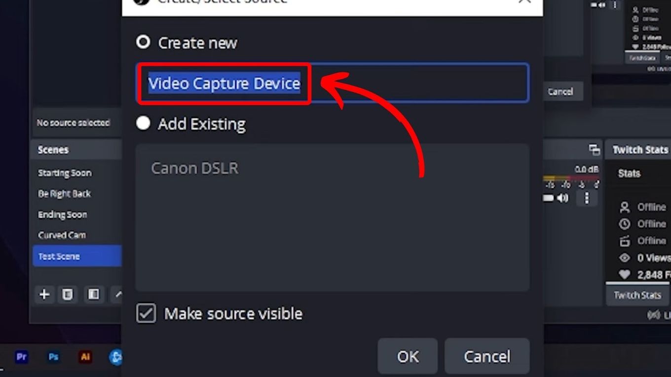 Fügen Sie Video Source OBS hinzu - Schließen Sie die Xbox mit HDMI an PC an