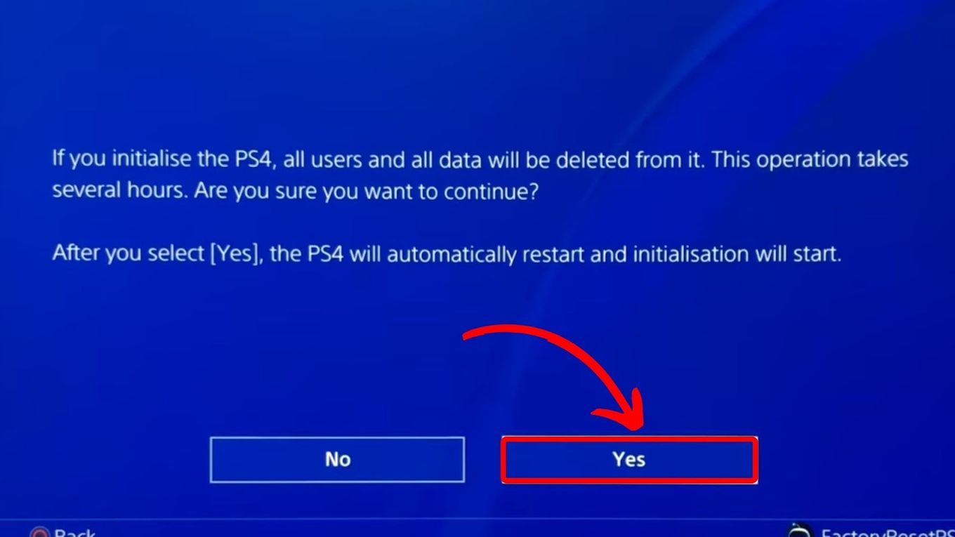 Confirm PS4 Initialization