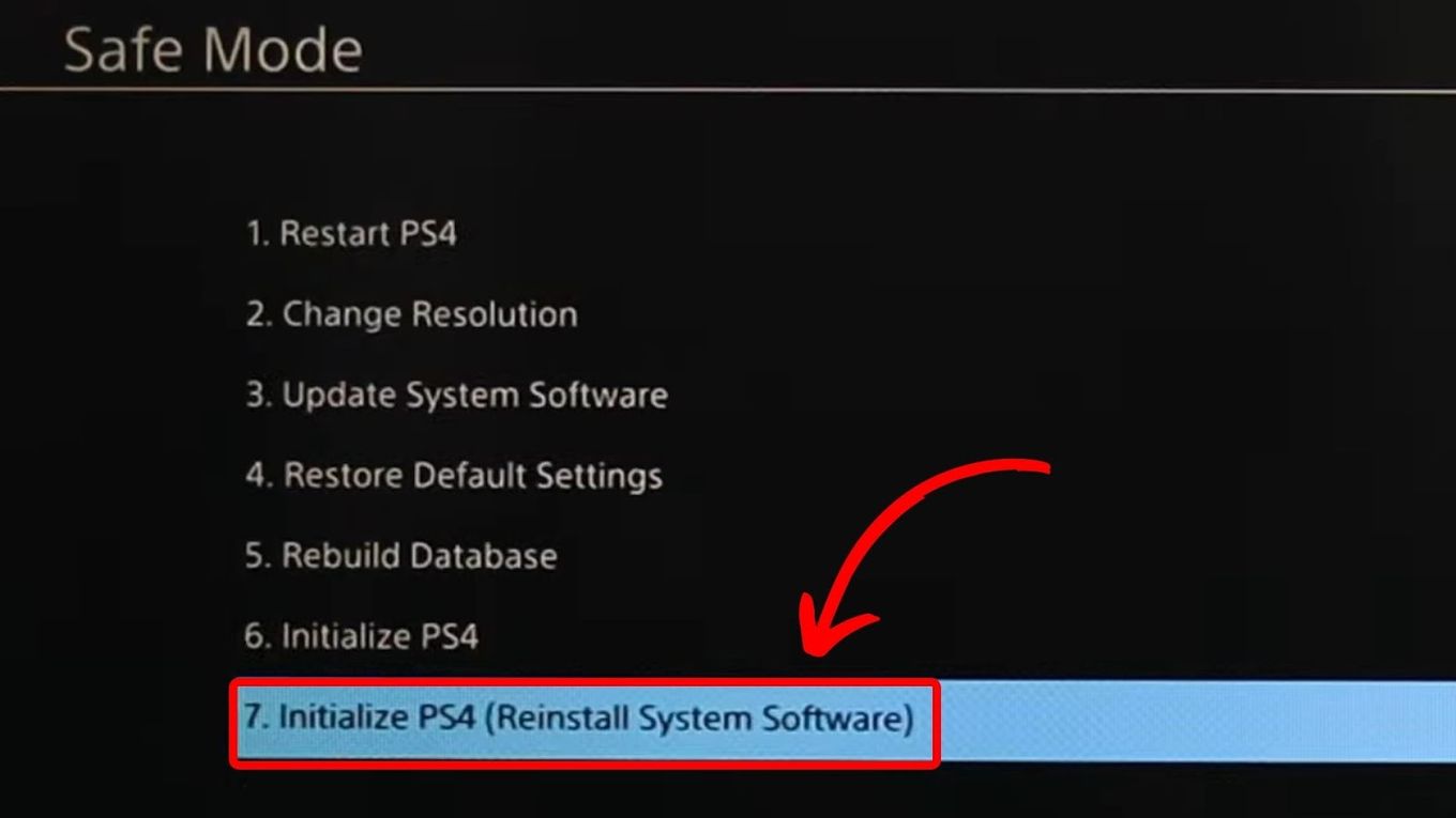 Selecting the Initialize PS4 Option Reinstall