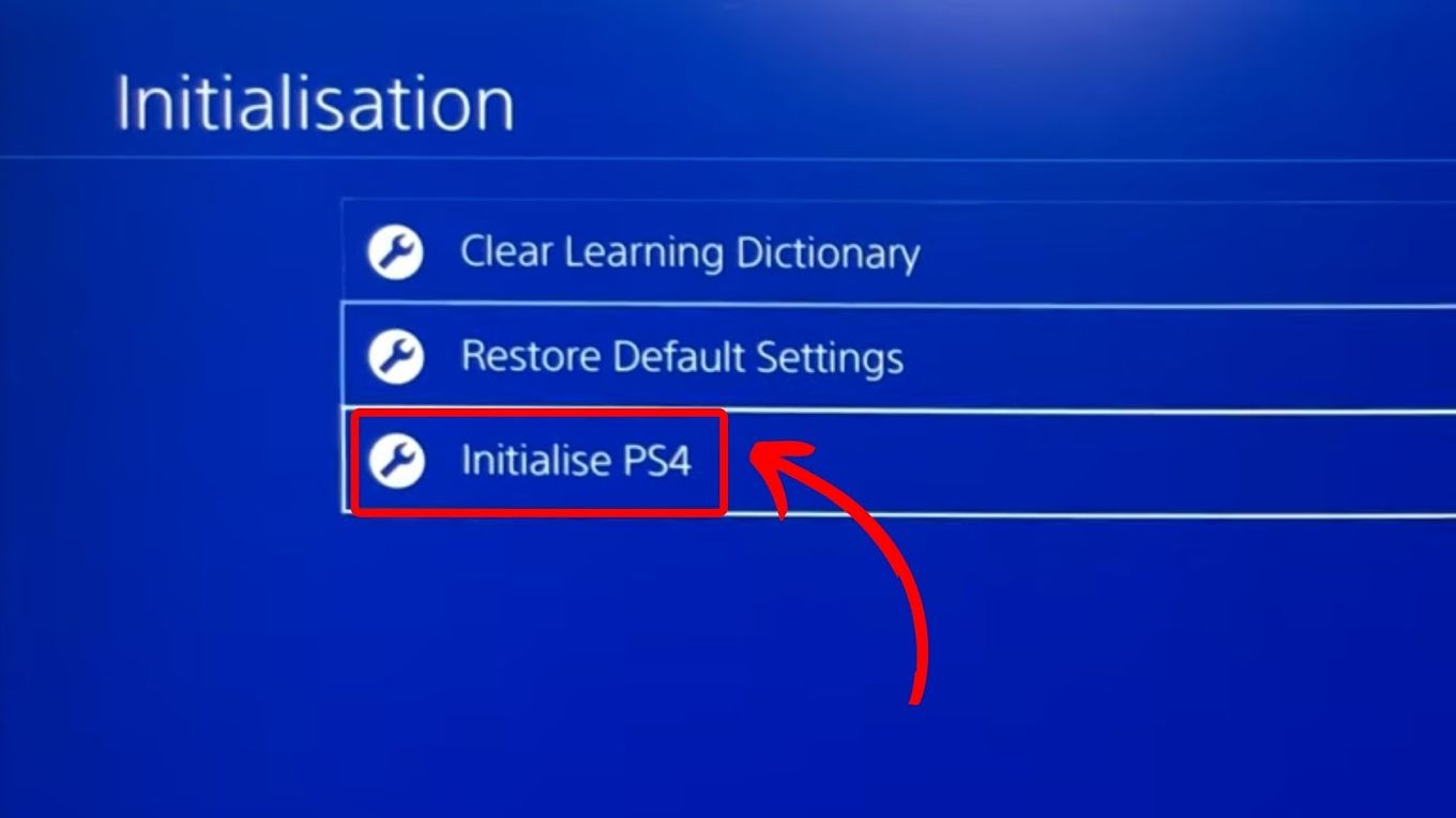 Select Initialize PS4