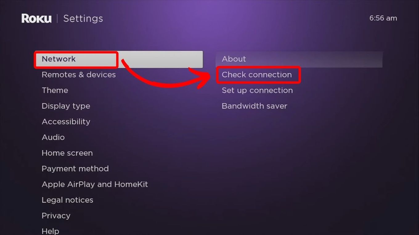 Fix Roku Restarting - Check Network Connection
