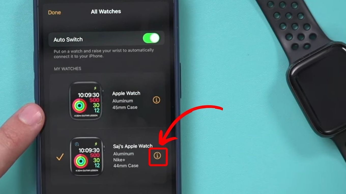 Unpair Apple Watch from iPhone- Tap Info