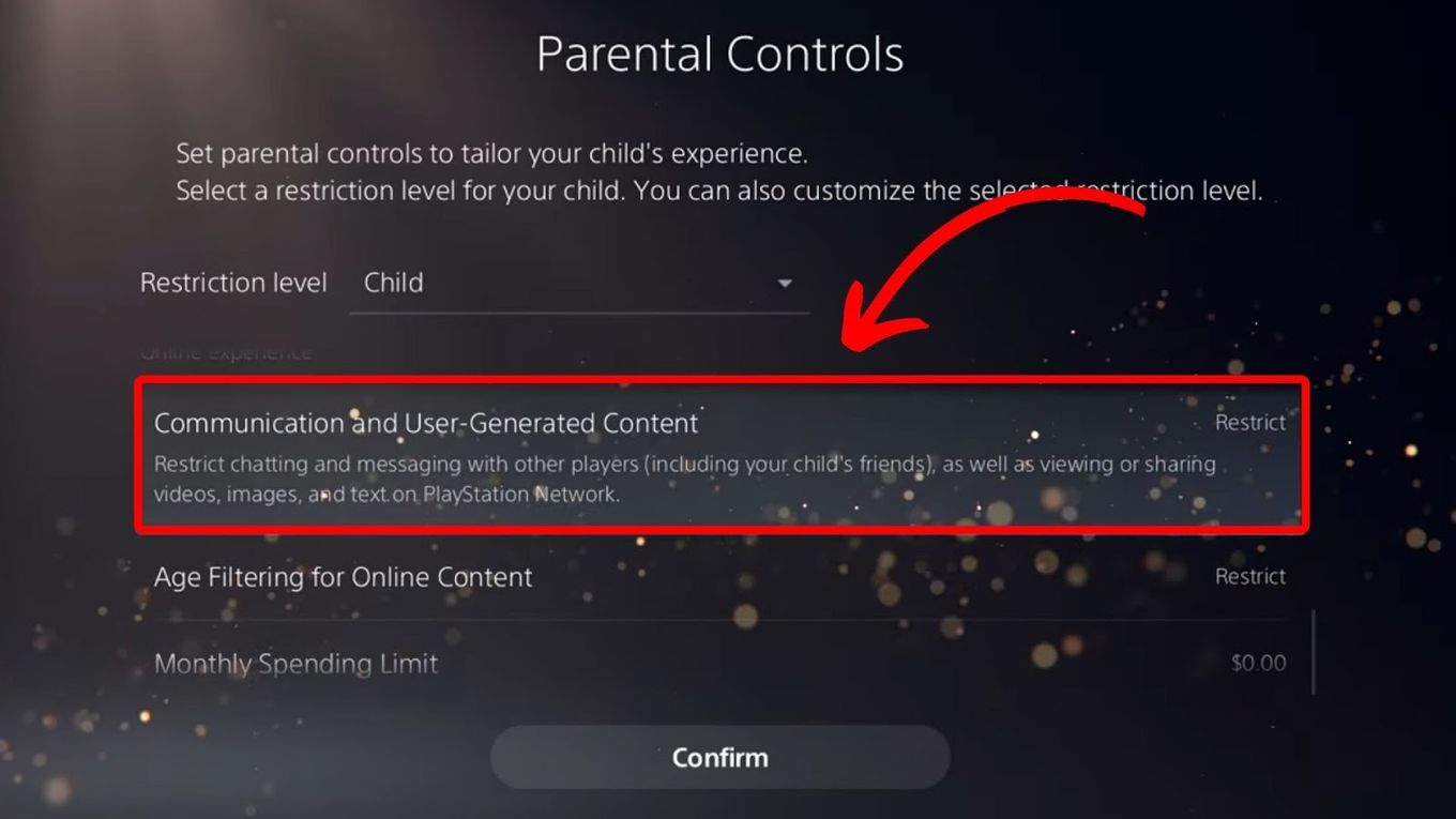PS5 Console Restrictions - Enable Communication Features