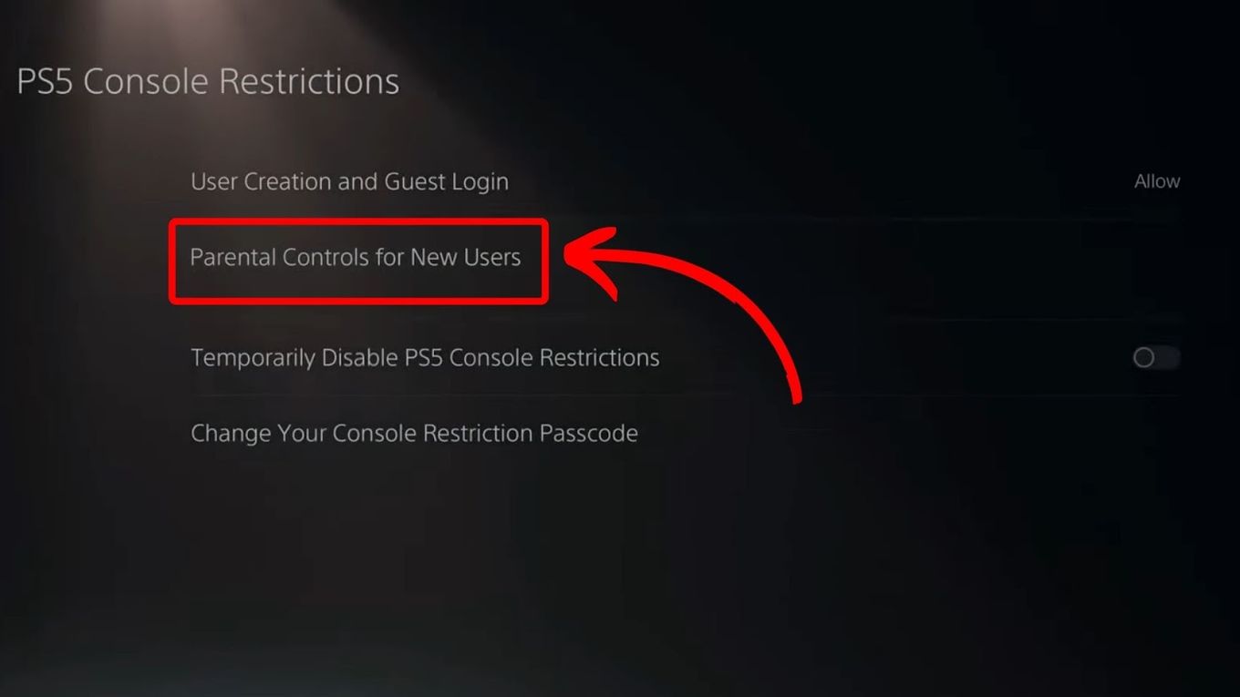 PS5 Parental Controls for New Users