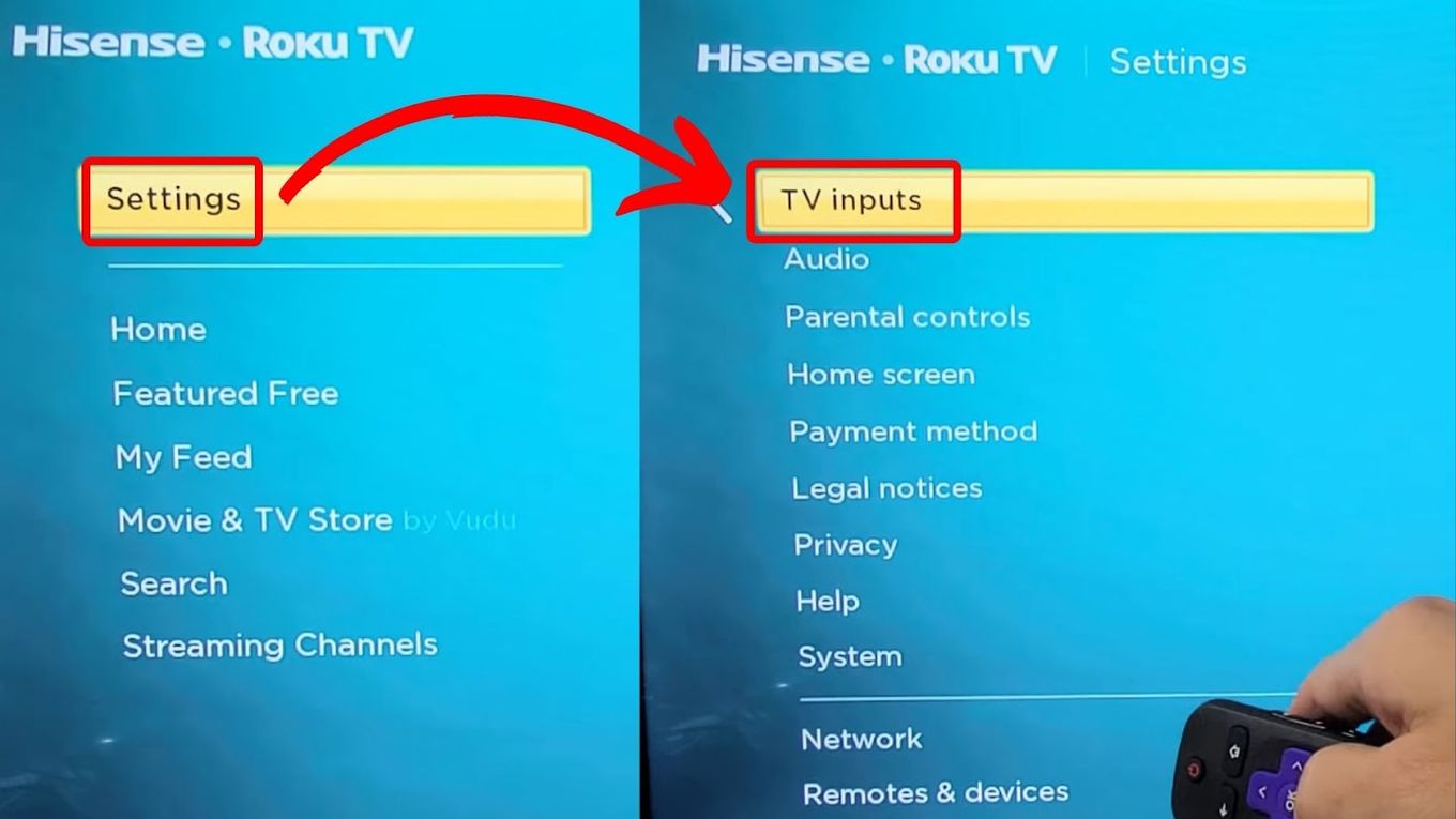 Locate Missing Roku TV Input - Go to Settings