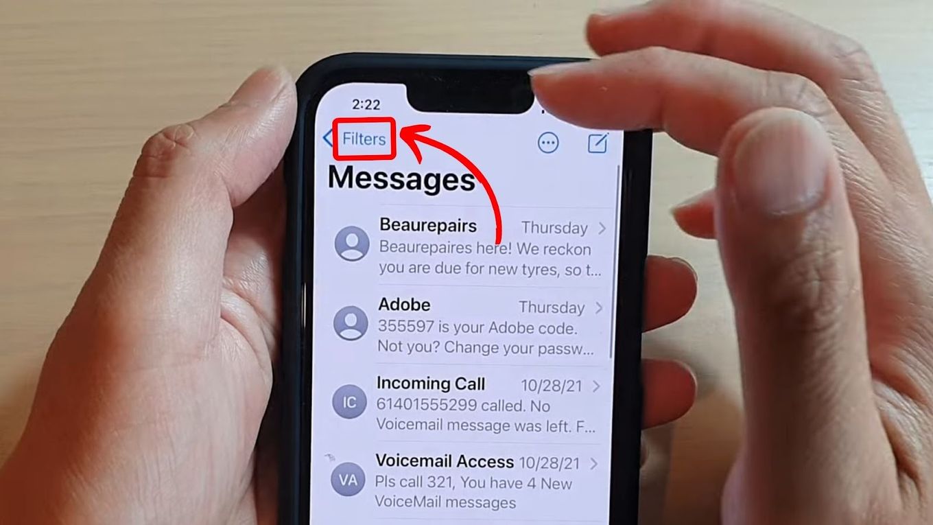 See Blocked Messages on iPhone - Tap Filters