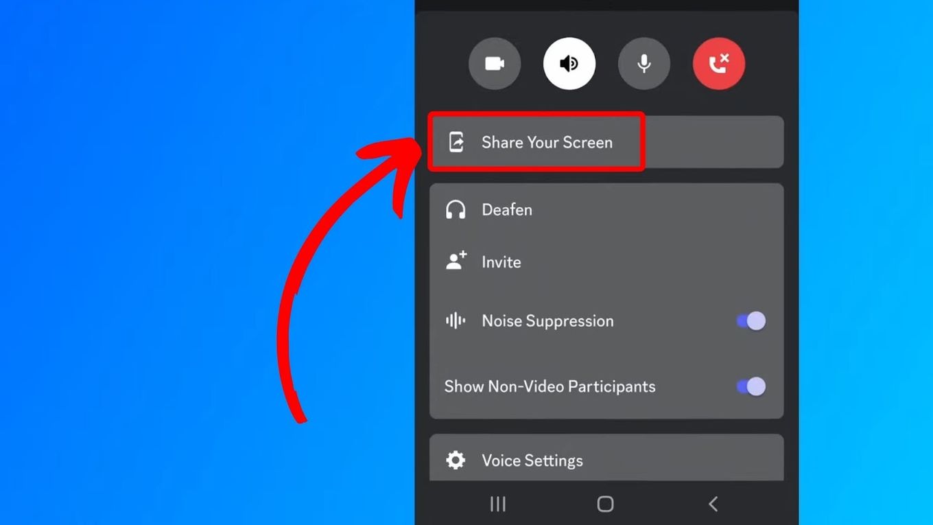 Stream Hulu on Discord Mobile - Tap Screen Share