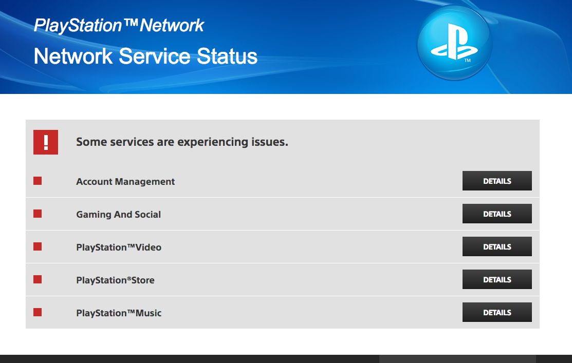 PSN Website Status Showing PSN Is Down