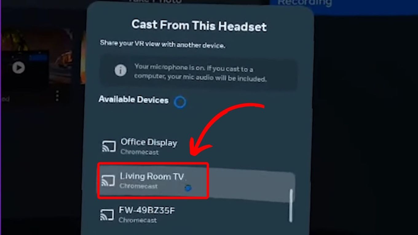 Selecting Your Samsung TV From the List of Available Devices
