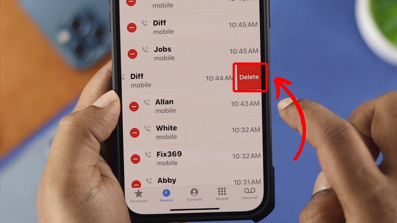 Tap Delete to Erase iPhone Call History