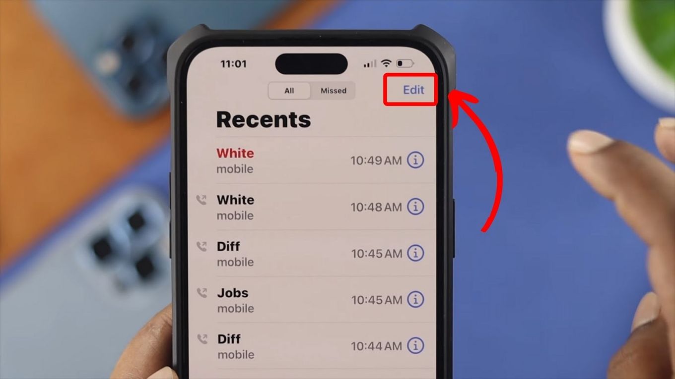 Tap Edit - Delete iPhone Call History