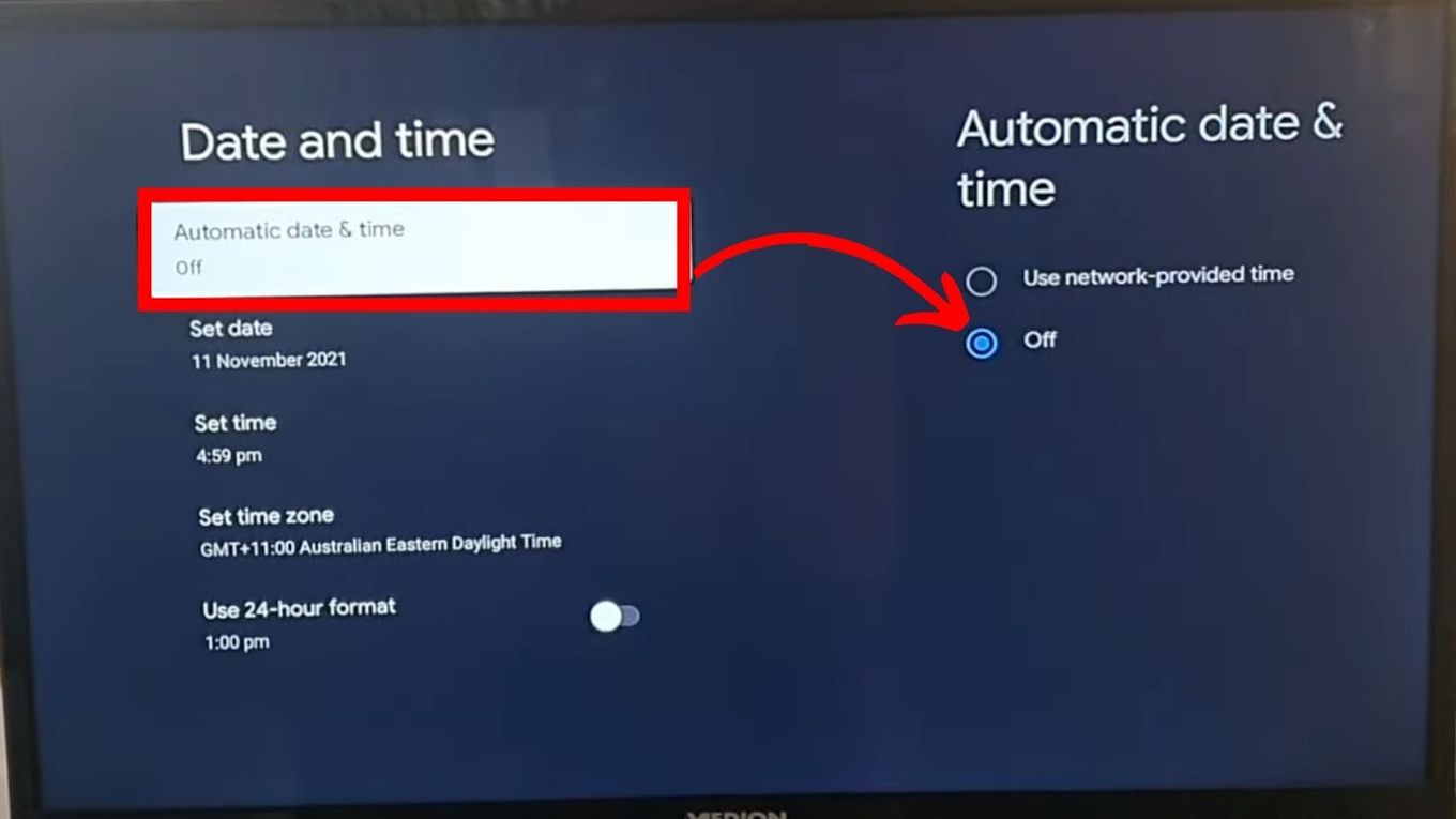 Setting Date and Time for Chromecast TV