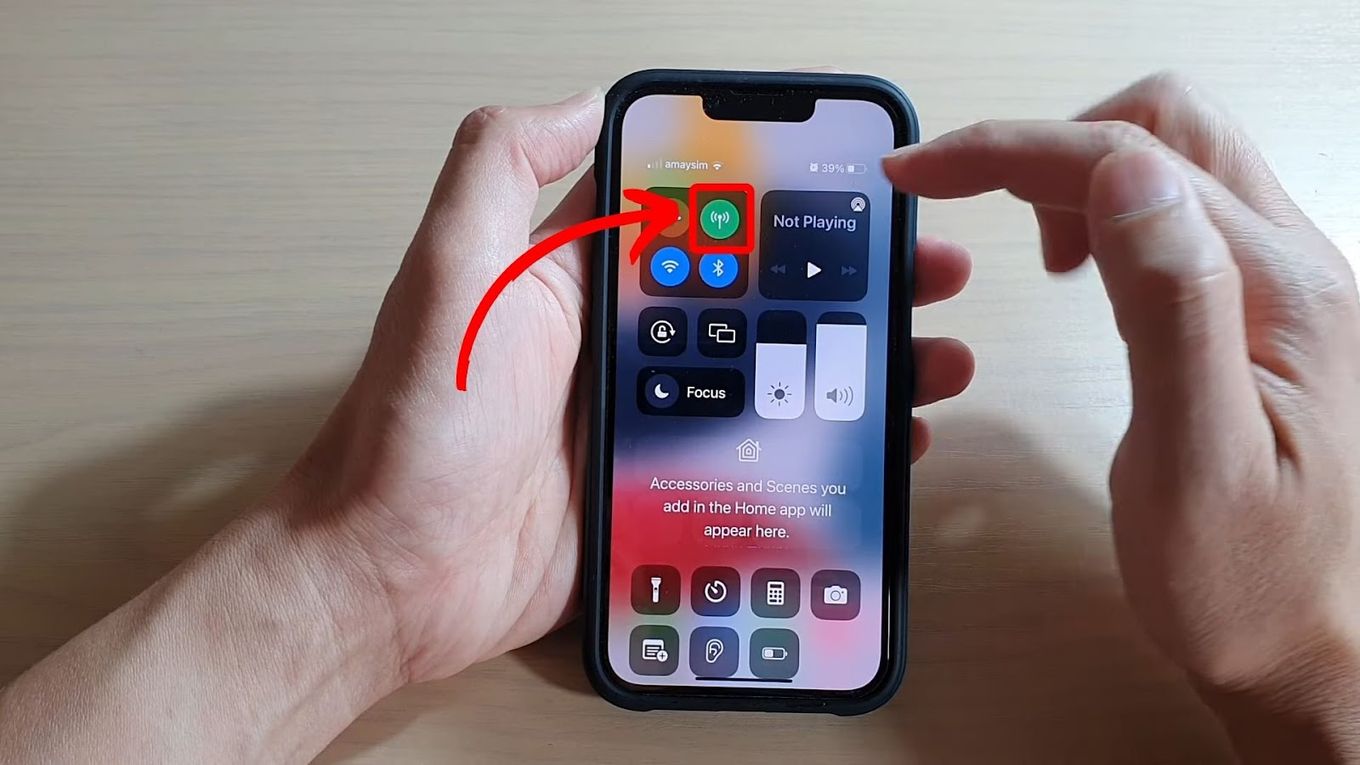 Turning on Cellular Data from Control Center on iPhone
