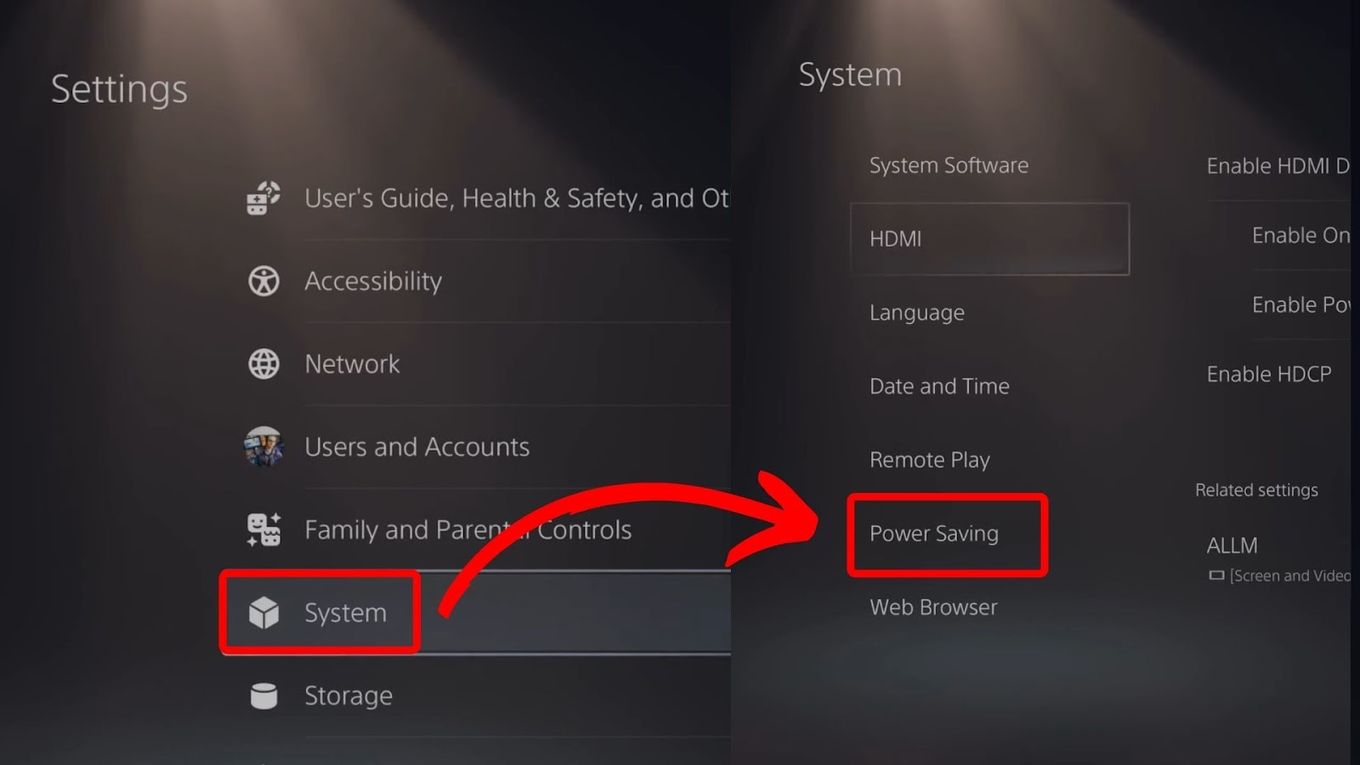 How to Access Playstation 5 Power Saving Settings