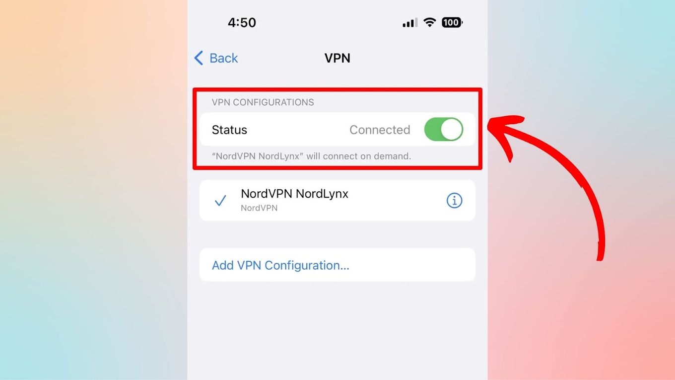 Disconnect VPN for Apple Pay
