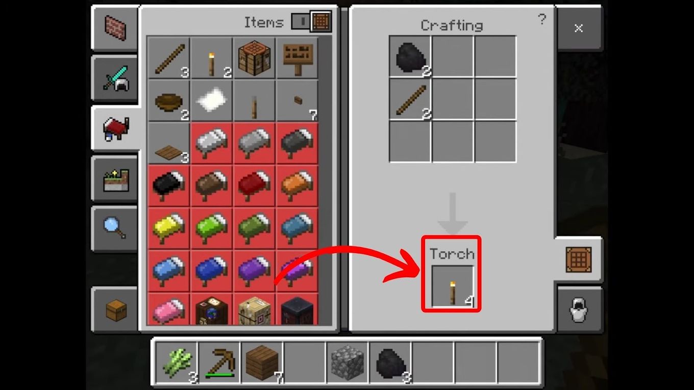 Craft Torch in Minecraft