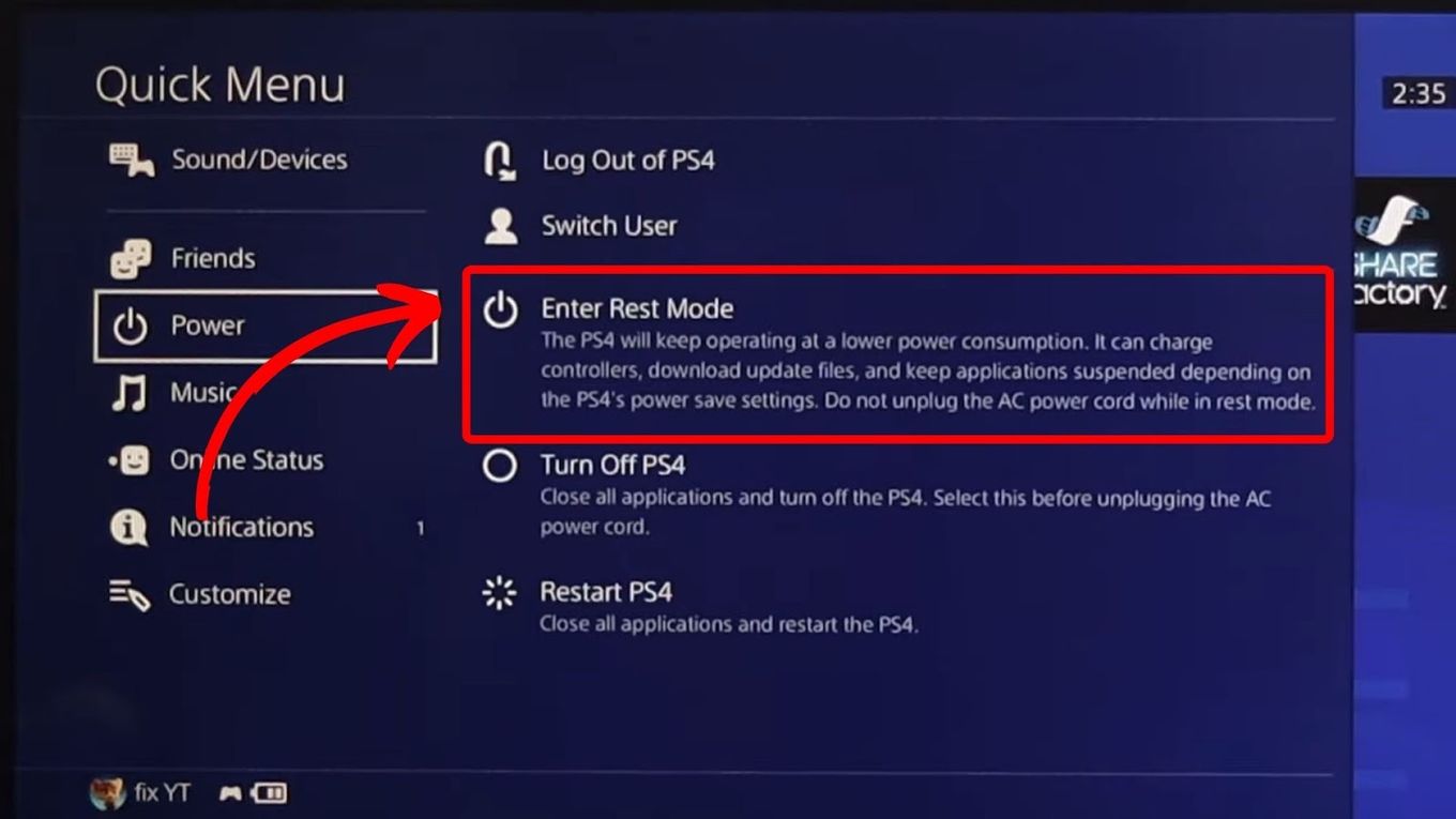 How to Enter PS4 Rest Mode
