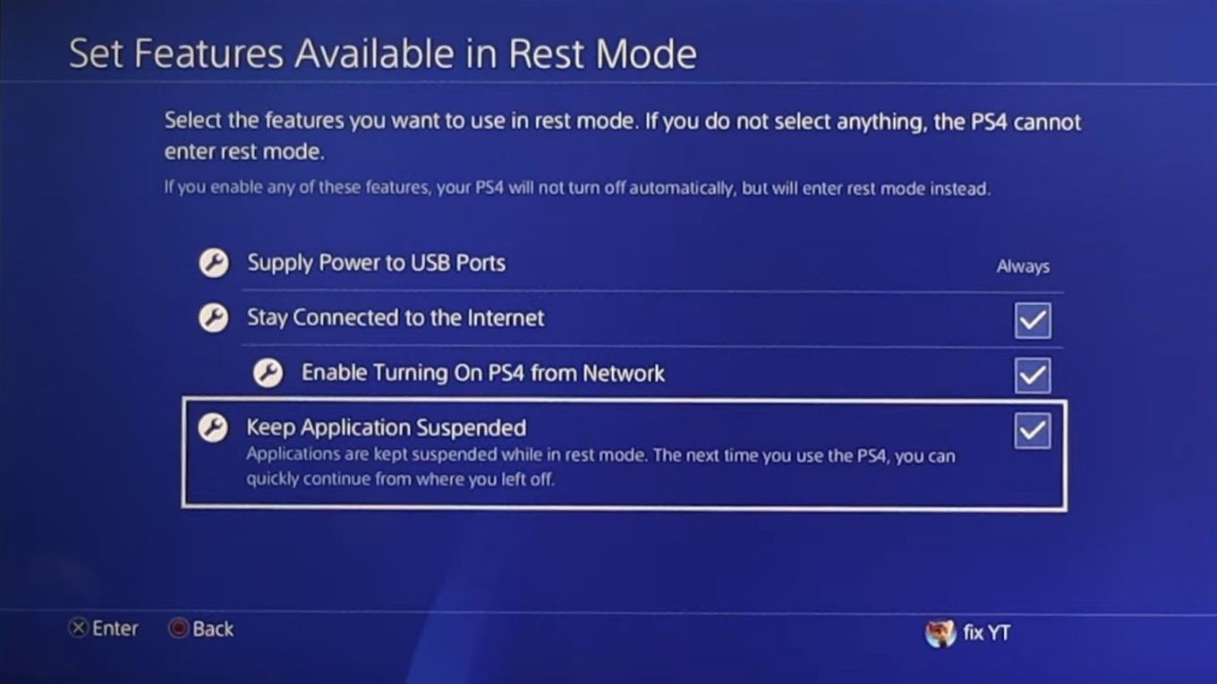 Setup PS4 Rest Mode Features