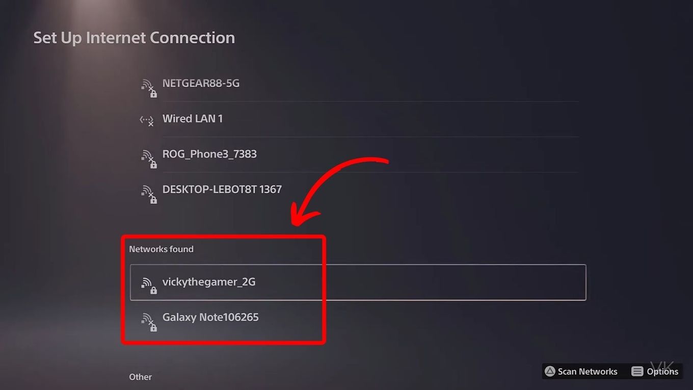 Available Internet Networks on PS5