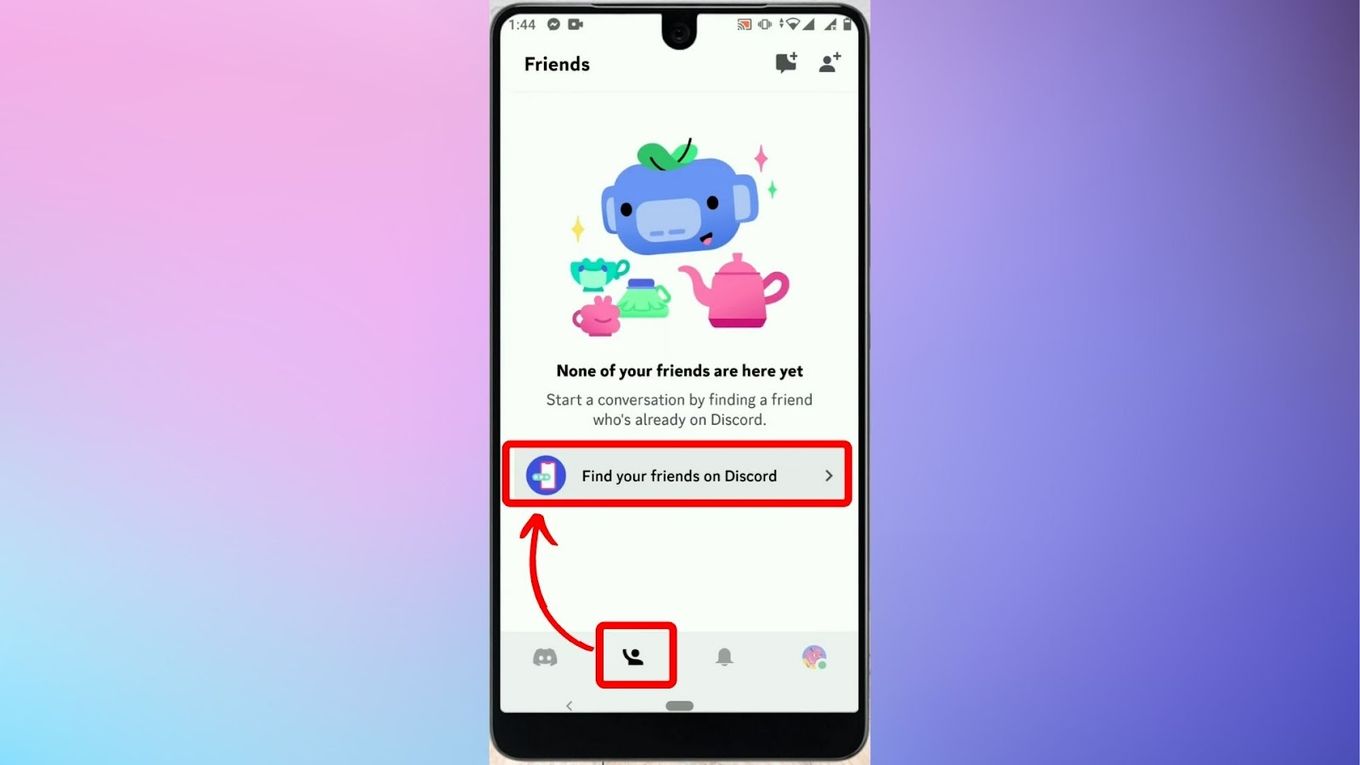 Tap Friends Icon - Find Discord User Via Phone Contact