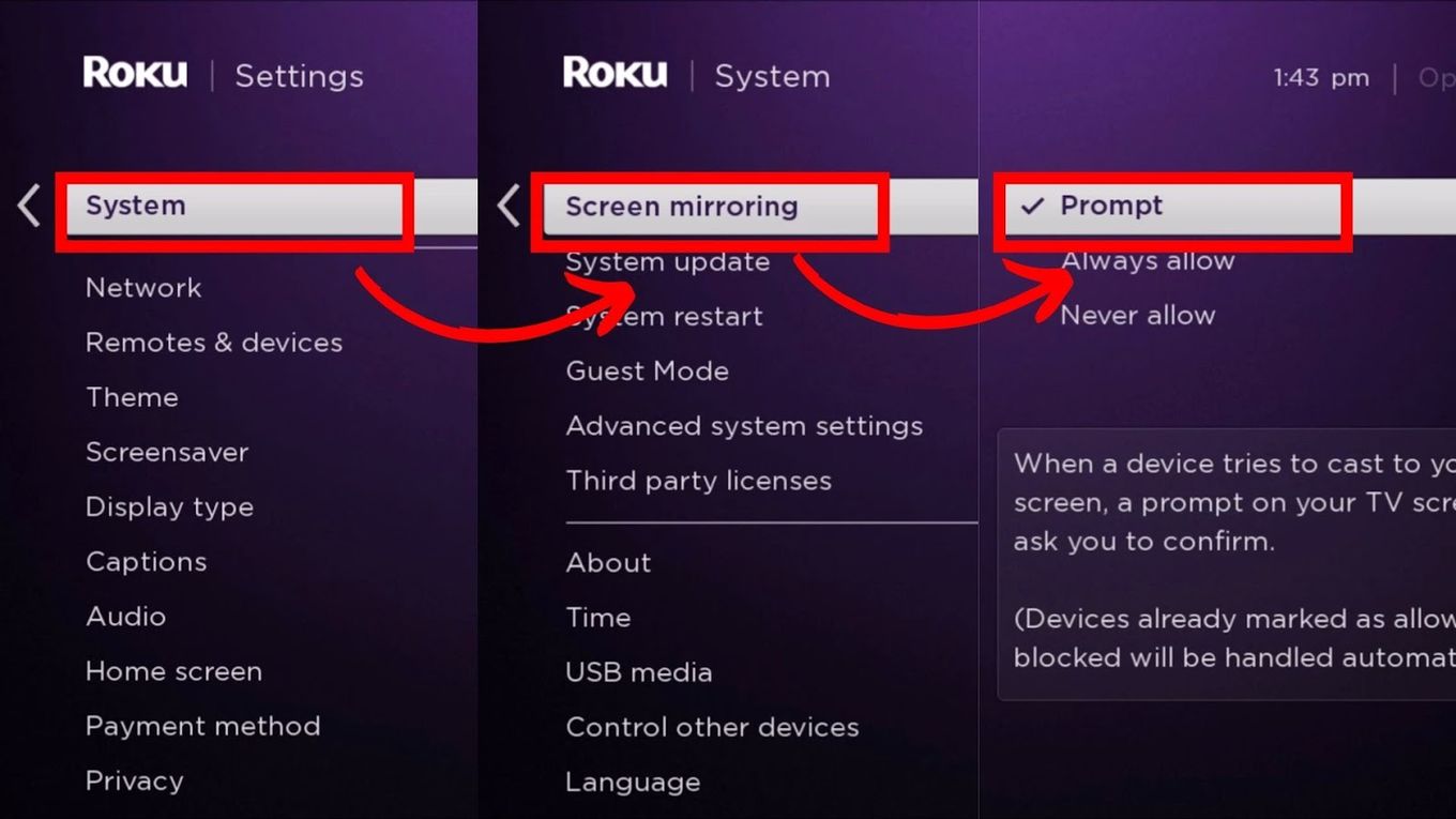 Select Prompt on Roku Device