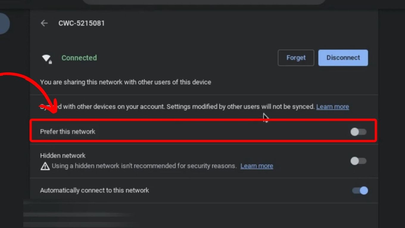 Preferred Network - Force Chromebook to connect to Home Wi-Fi
