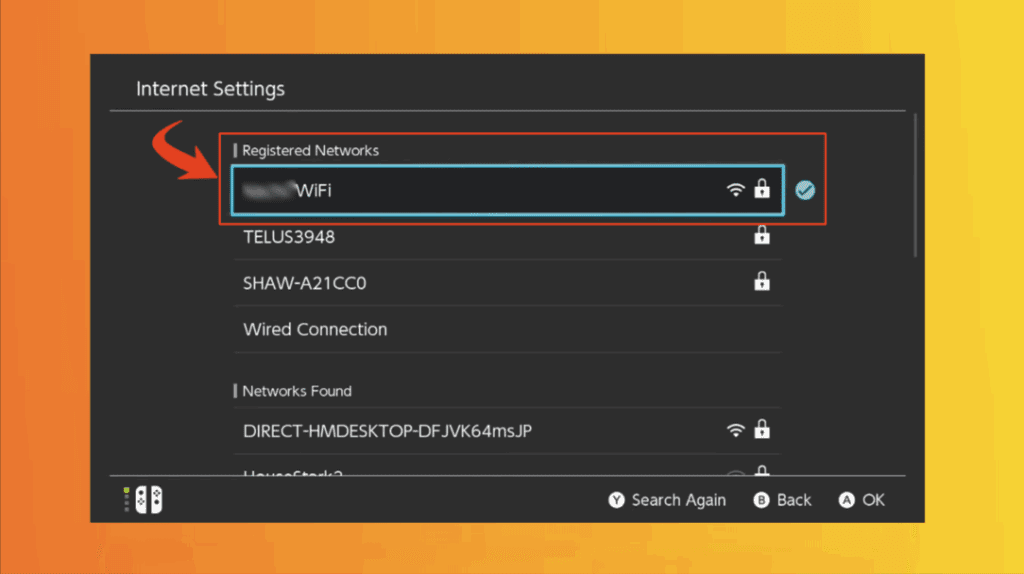 Nintendo Switch Browser - Select Wi-Fi