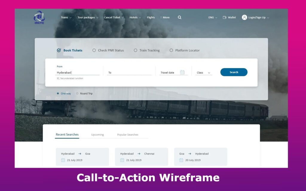 Call to Action Wireframe