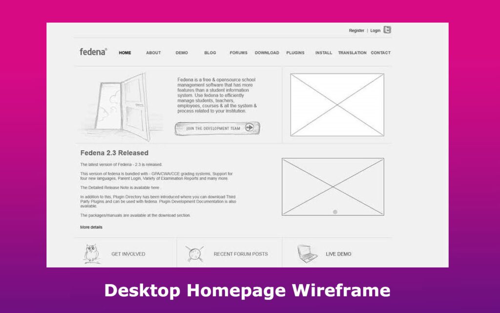 Desktop Homepage Wireframe Example