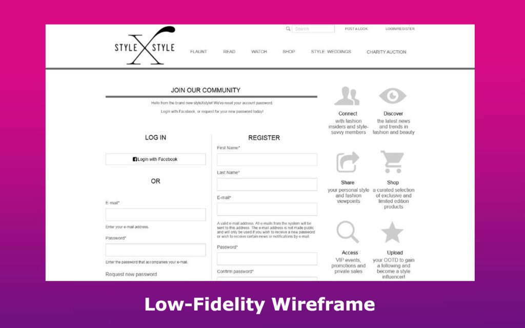 Low Fidelity Website Wireframe