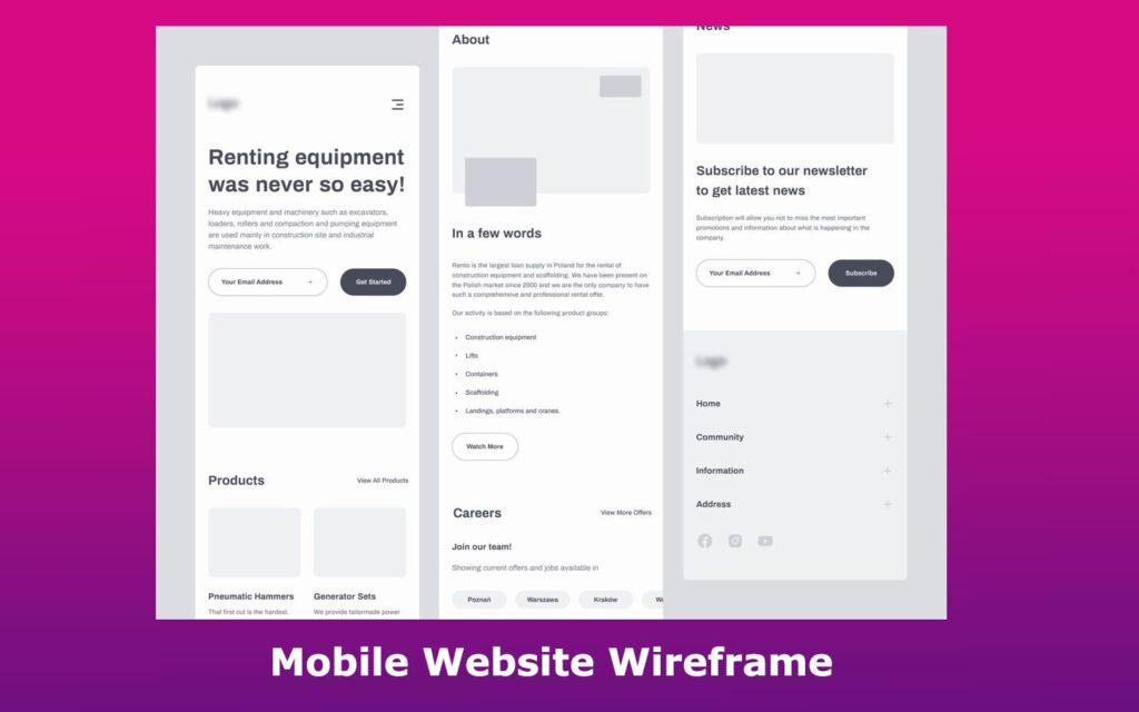 Mobile Website Wireframe