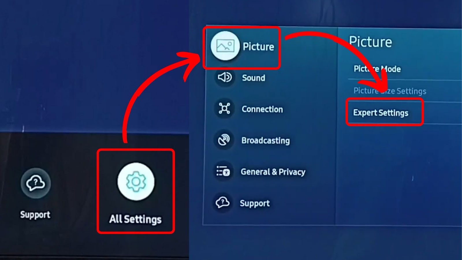Accessing Samsung TV Picture Settings