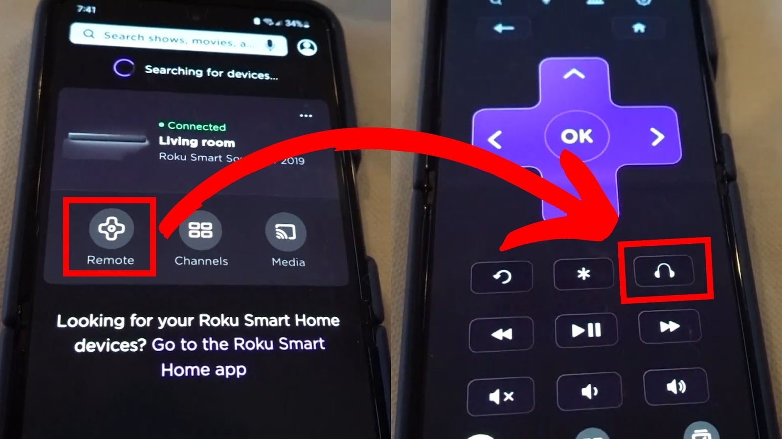 Connecting Headphones via Roku TV App