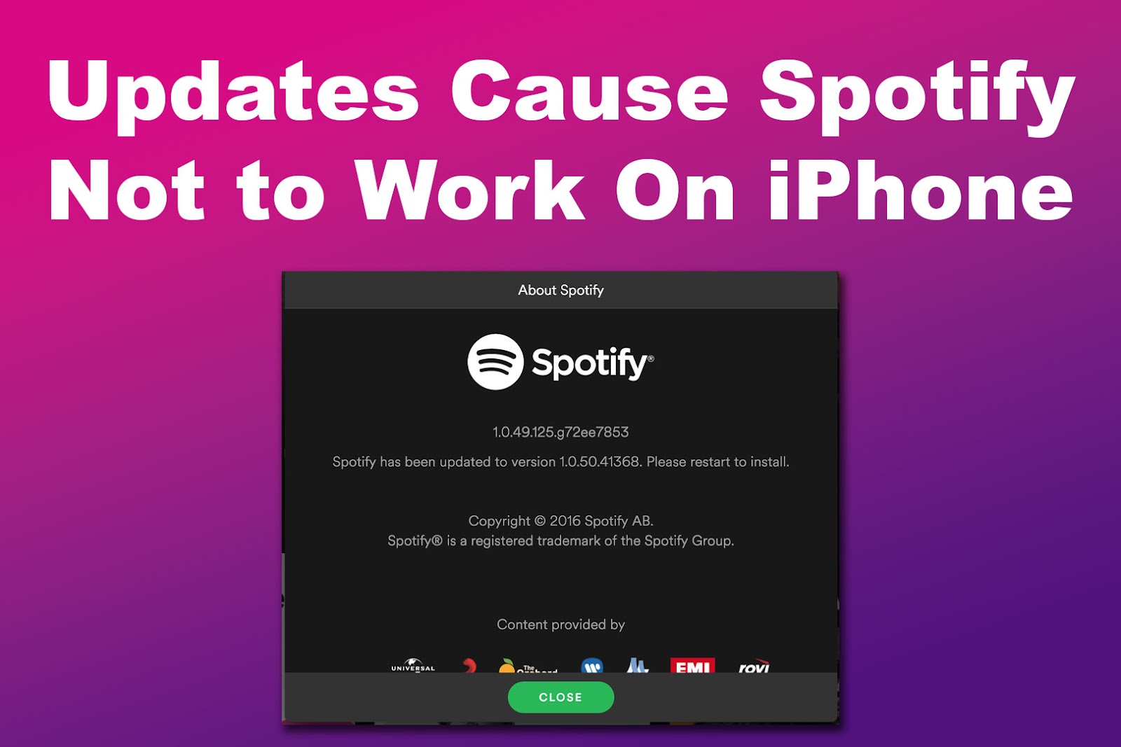 Updates Cause Spotify Not to Work On iPhone