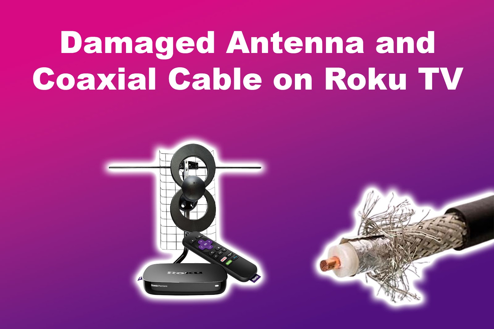 Damaged Antenna and Coaxial Cable on Roku TV
