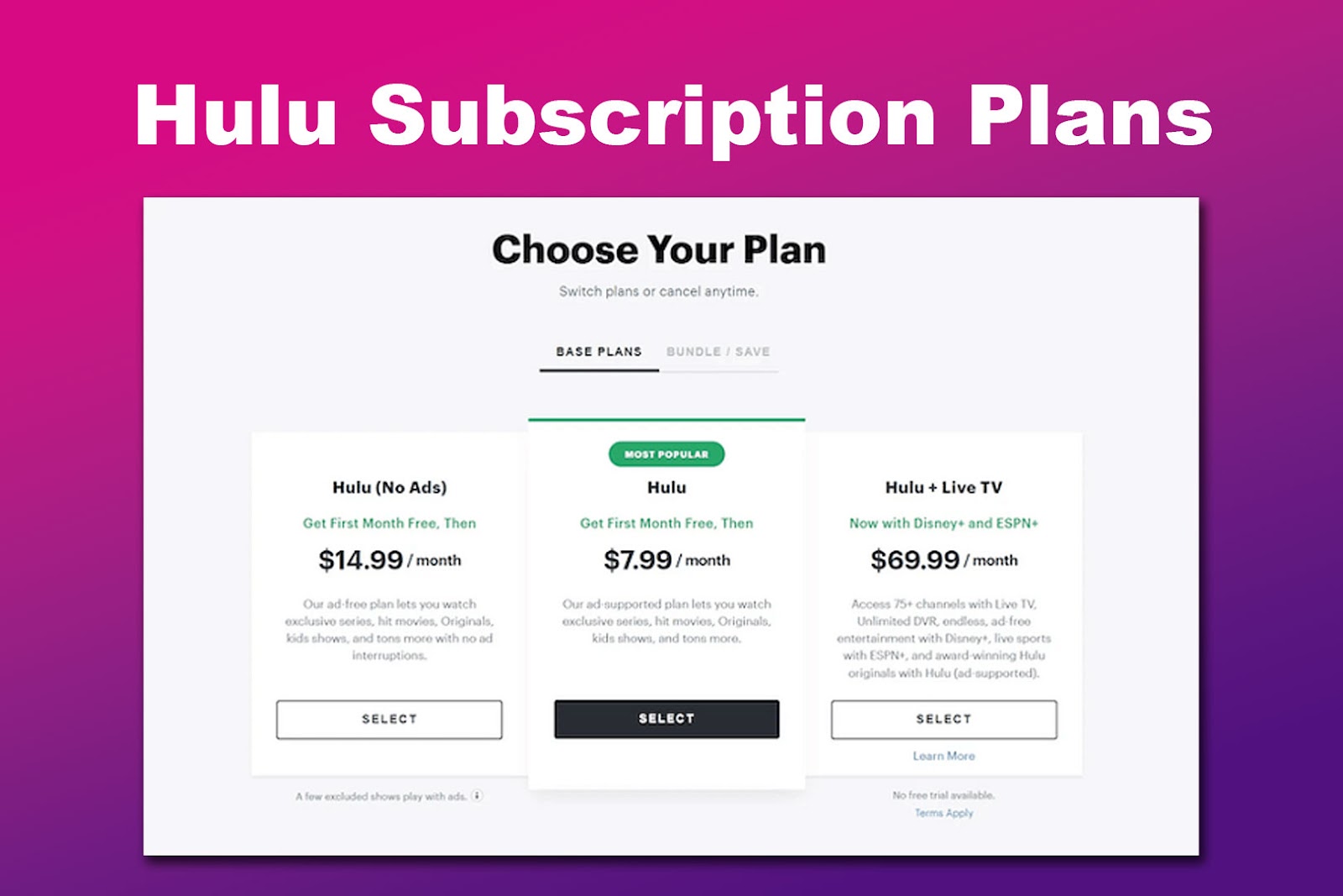 Hulu Subscription Plans