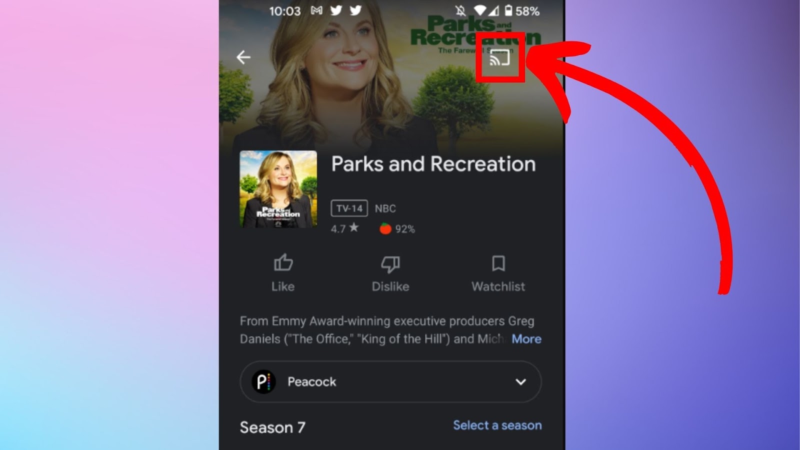 Peacock Chromecast Cast Icon